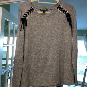 INC sweater gray with cute black bows unique design  super soft size large